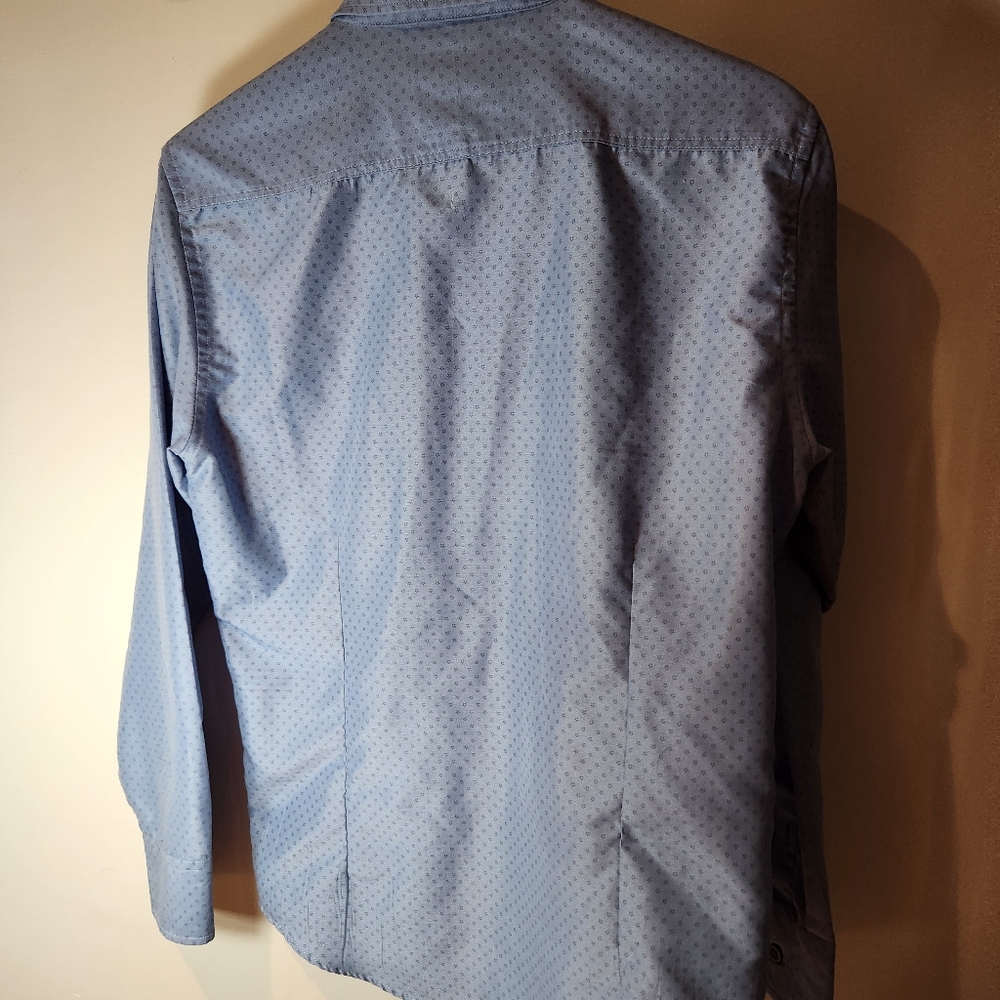 Men's medium patterned Blue Button-Up Shirt‎ - Picture 10 of 13